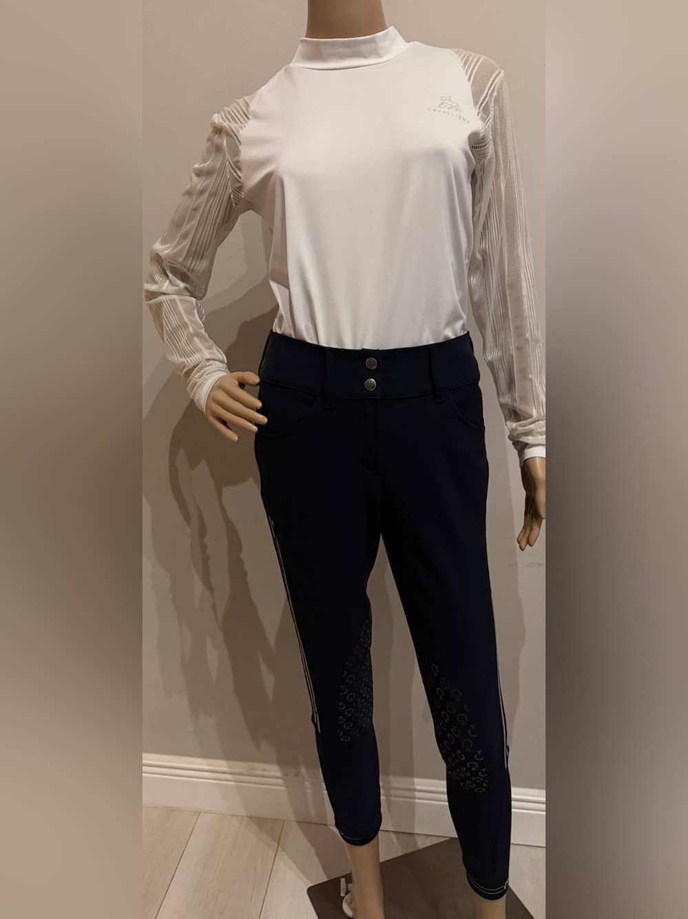 Cavalleria Toscana White Mesh Sleeve Show Shirt XL Equestrian Competition
